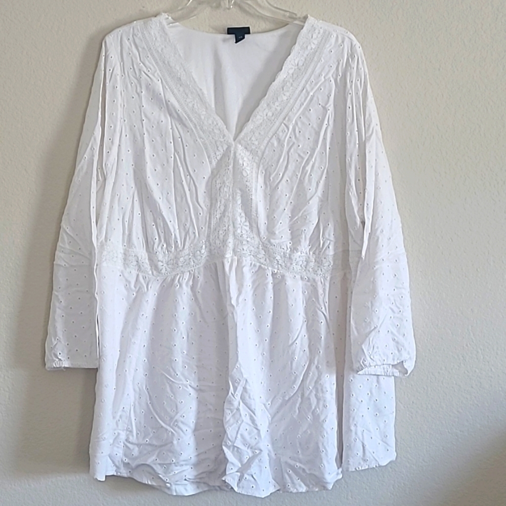 Torrid White Eyelet Detail Peasant Flowy Women's Top Size 3 (3X) - Picture 4 of 12